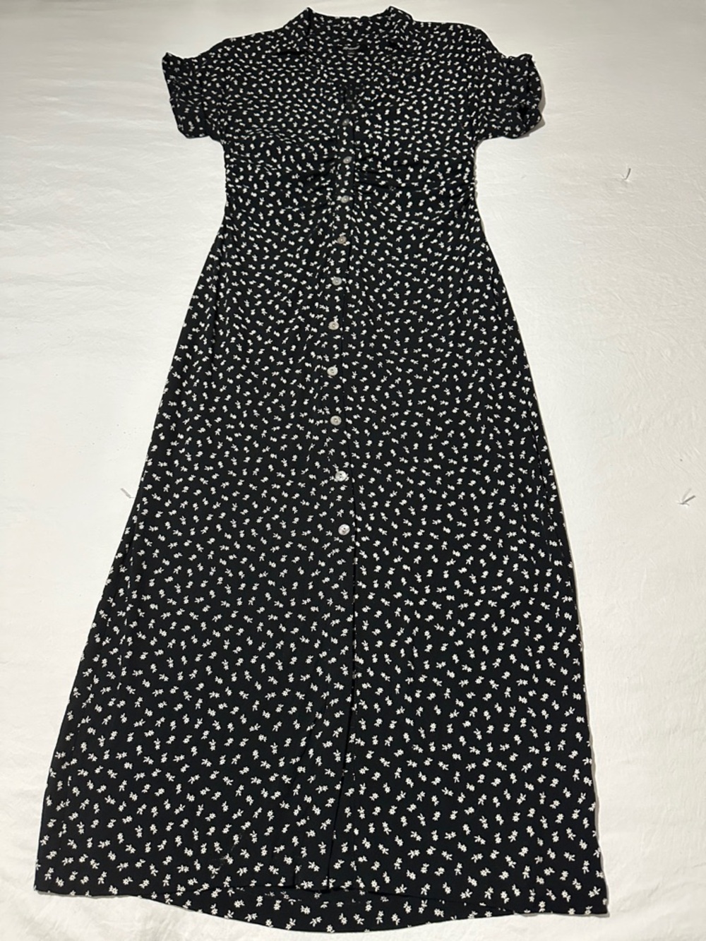 Madewell Black and White Floral Button-Front Maxi Dress